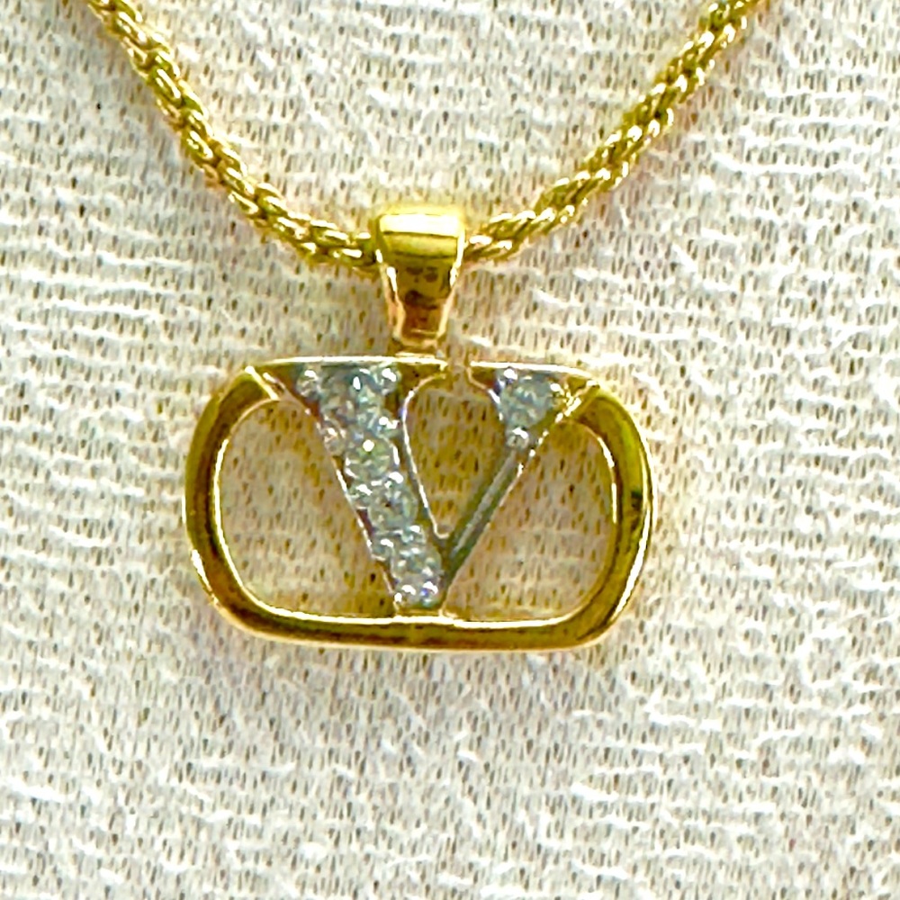 Valentino Garavani V Logo Necklace